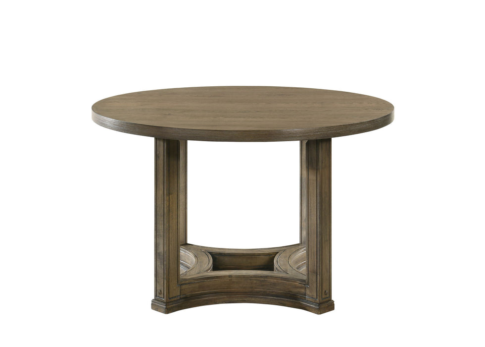 Solid Wood Frame Base Round Top Dining Table - Oak