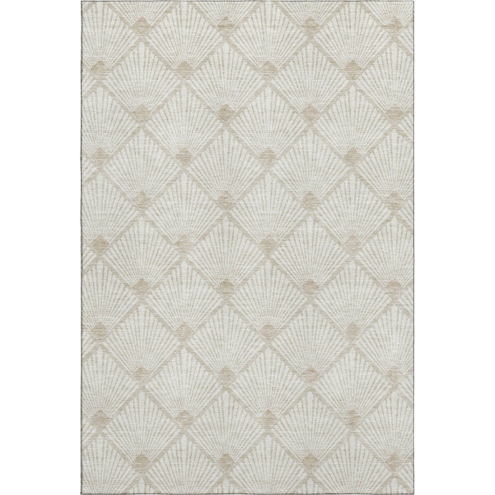 10' X 14' Abstract Geometric Washable Area Rug With UV Protection (672695) - Ivory / Beige