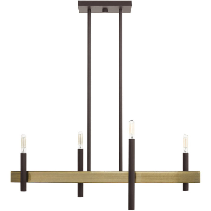 24" Four Light Dimmable Chandelier With Shades - Bronze