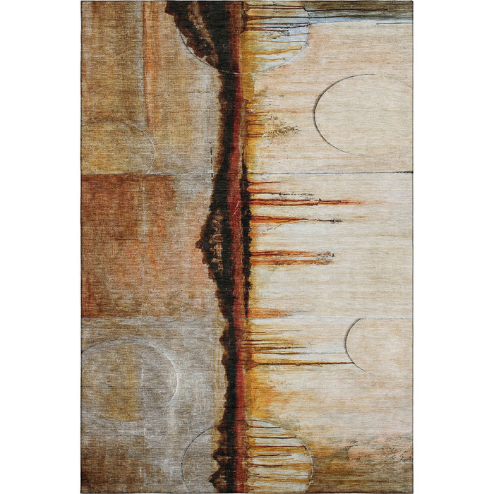 10' X 14' Abstract Washable Area Rug With UV Protection (716725) - Rust / Charcoal