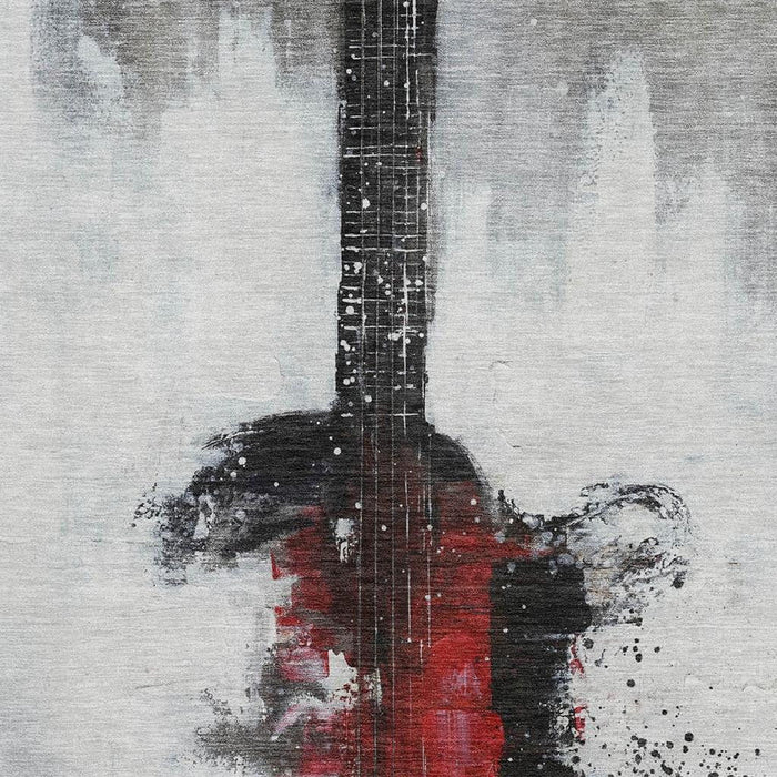 10' X 14' Abstract Washable Area Rug With UV Protection (717536) - Gray / Red