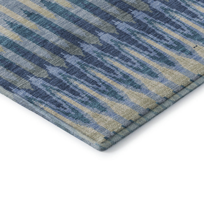 10' X 14' Southwestern Washable Area Rug With UV Protection (668235) - Denim Blue / Gray