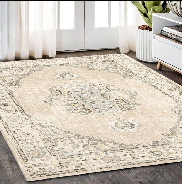 5' x 8' Center Jewel Area Rug - Beige And Ivory