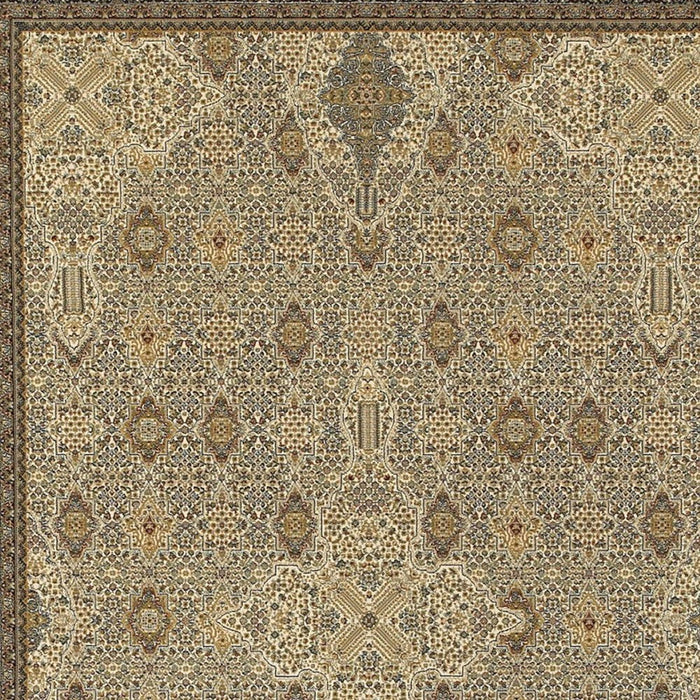8' X 11' Medallion Area Rug With Fringe (574462) - Ivory / Dark Blue