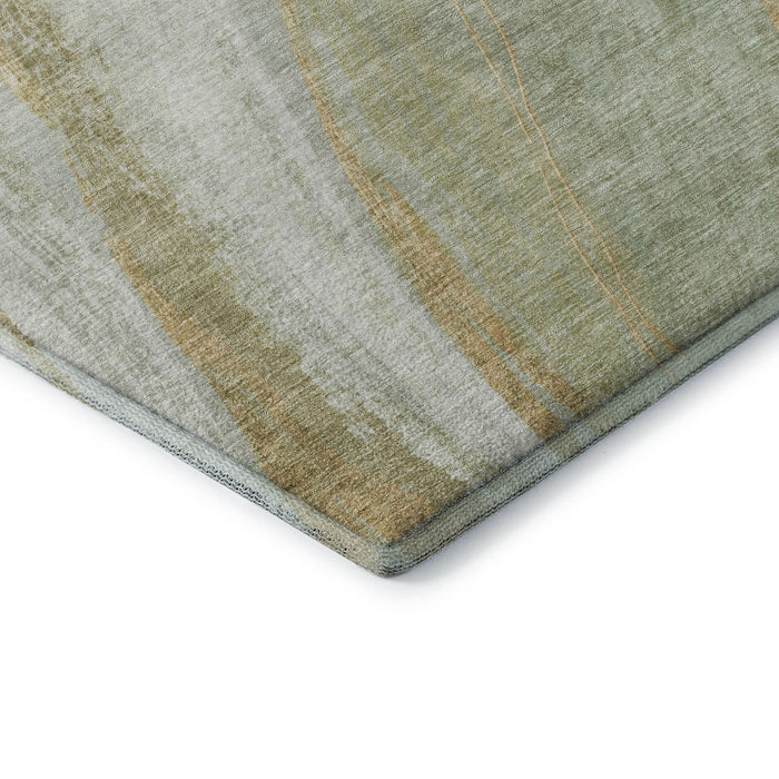 10' X 14' Abstract Washable Area Rug With UV Protection (715501) - Sage / Copper
