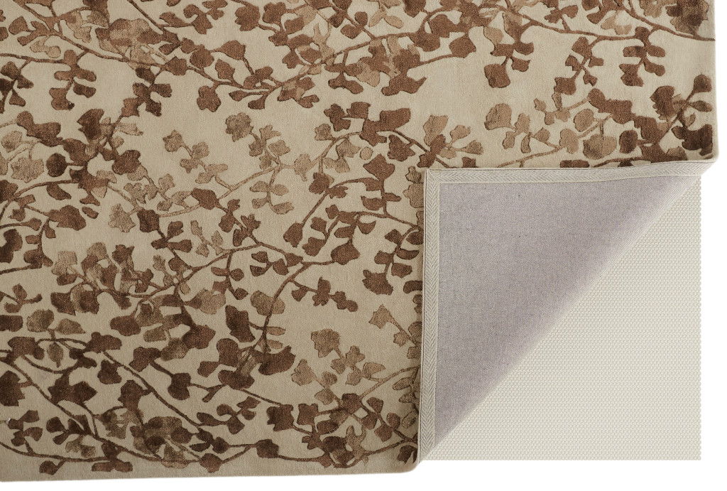 10' x 14' Floral Hand Tufted Area Rug - Taupe And Brown