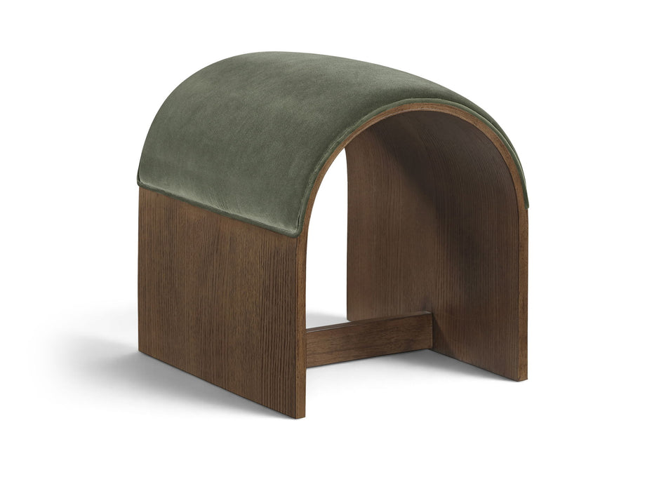 Velvet upholstered bench by Meridian Furniture featuring sleek design and plush fabric, ideal for modern living spaces.