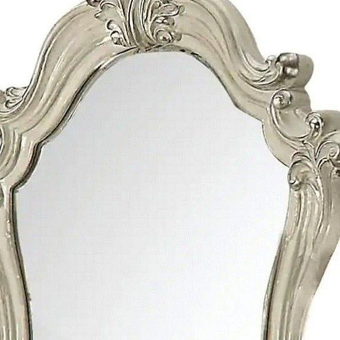 47"bAbstract Framed Antiqued Glass Mounted Dresser Mirror - White / Silver