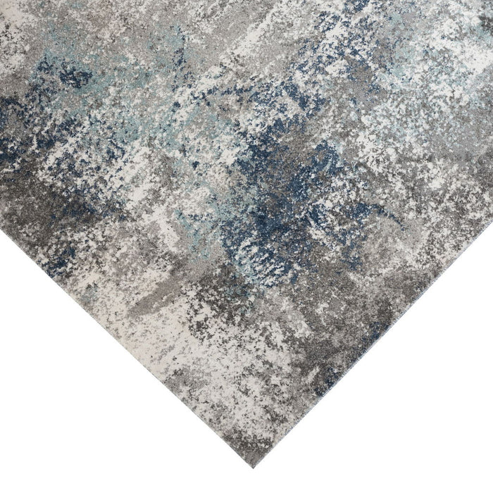 9' x 13' Abstract Power Loom Area Rug - Ivory Blue And Gray