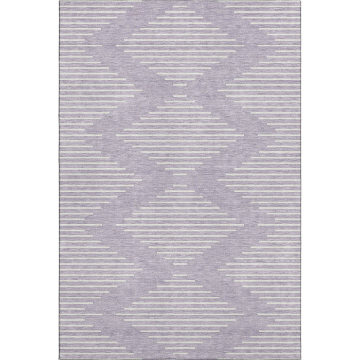 10' X 14' Geometric Washable Area Rug With UV Protection (679750) - Lavender / Ivory