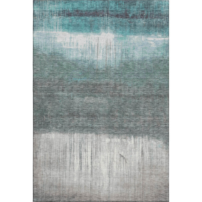 10' X 14' Abstract Washable Area Rug With UV Protection (718448) - Teal / Gray
