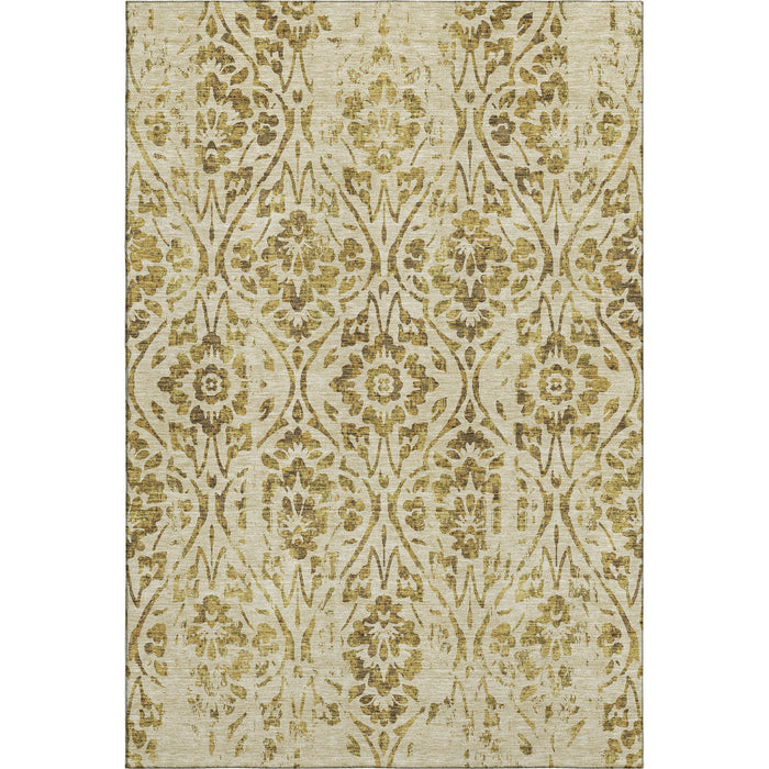 10' X 14' Floral Washable Area Rug With UV Protection (669048) - Gold / Beige