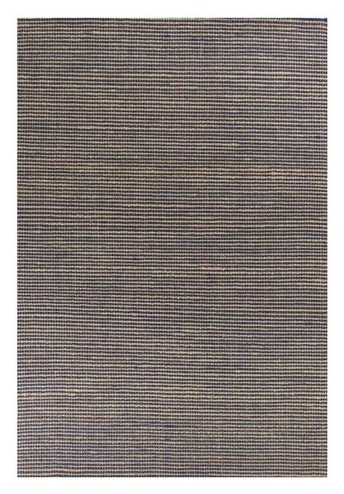8' x 11' Indoor Area Rug - Blue Hand Woven Wool And Jute