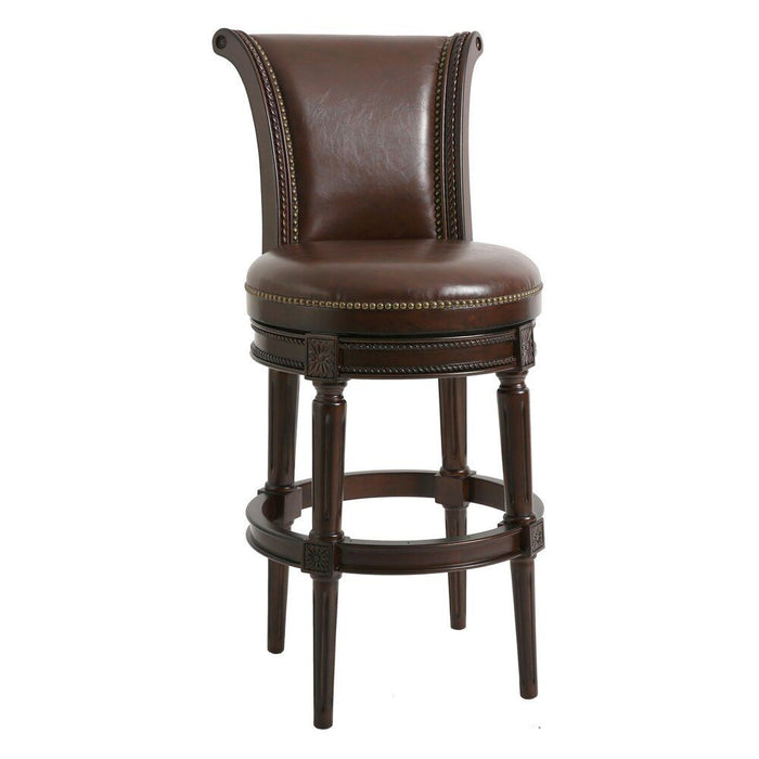 Solid Wood Swivel Bar Height Bar Chair - Walnut And Dark Brown