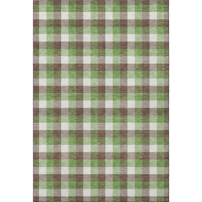 10' X 14' Plaid Washable Area Rug With UV Protection (682535) - Brown / Ivory / Green