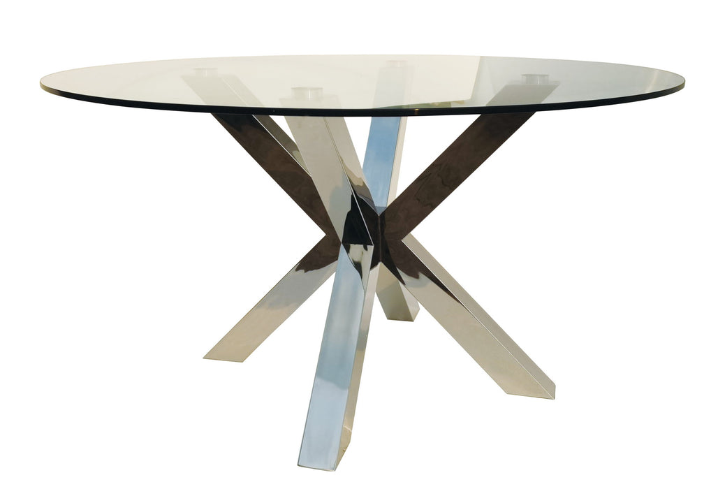 54" Cross Leg Base Round Top Dining Table - Clear