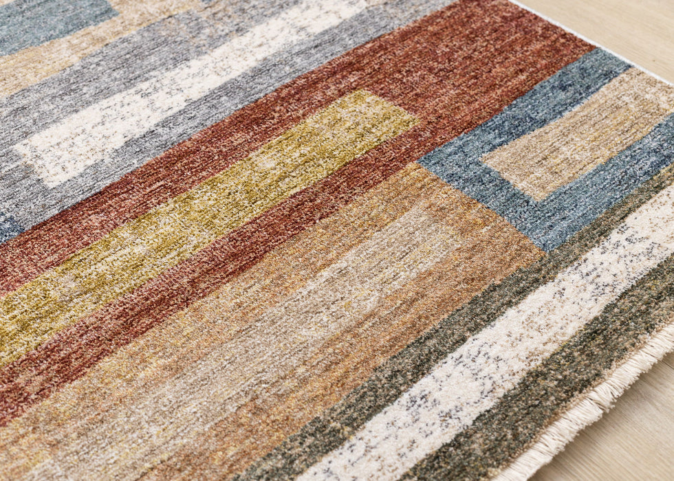 8' X 10' Geometric Area Rug (660244) - Orange / Blue / Beige