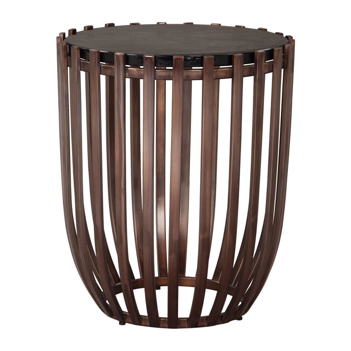 22" Iron Pedestal End Table - Bronze