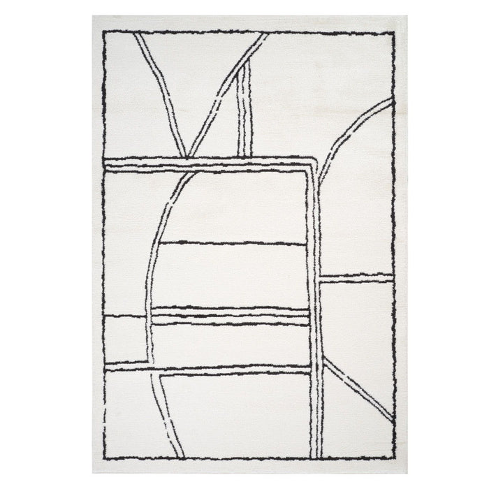 9' X 12' Geometric Area Rug - Ivory / Black