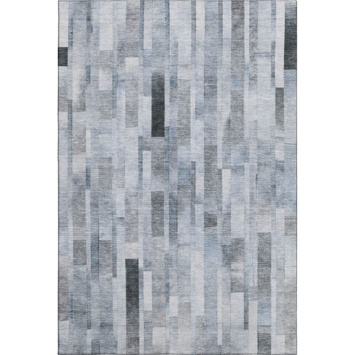 10' X 14' Striped Washable Area Rug With UV Protection (695354) - Blue / Ivory / Gray