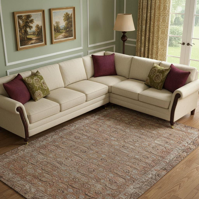 10' X 14' Oriental Washable Area Rug With UV Protection (700571) - Copper / Beige