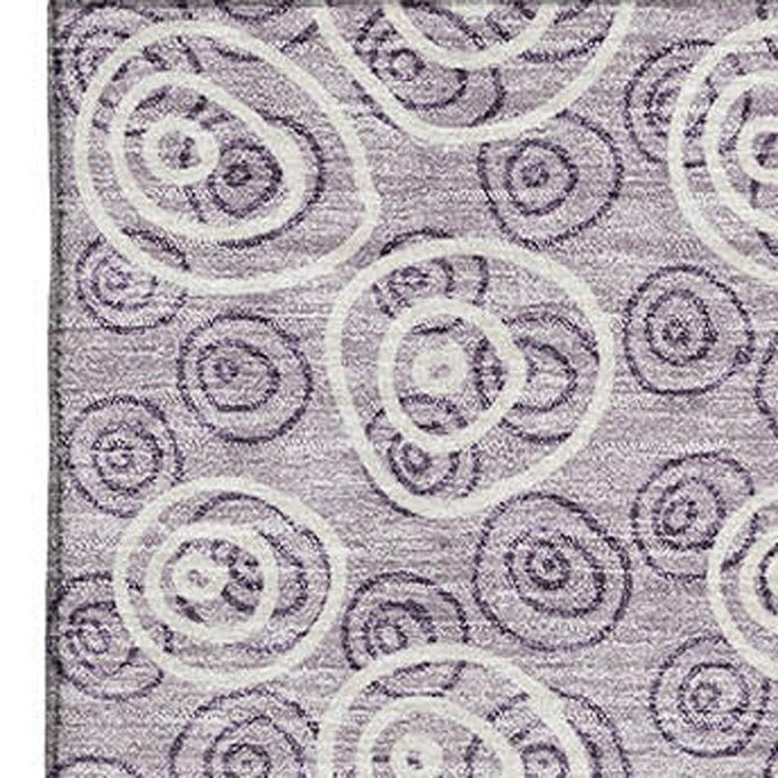 8' X 10' Polka Dot Washable Area Rug With UV Protection - Lavender And Ivory