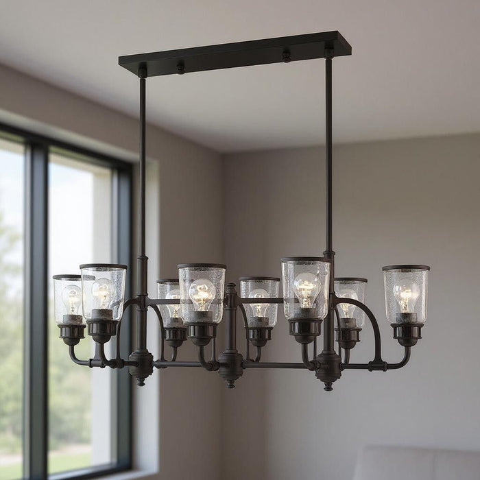 21" Eight Light Dimmable Chandelier With Shades - Bronze