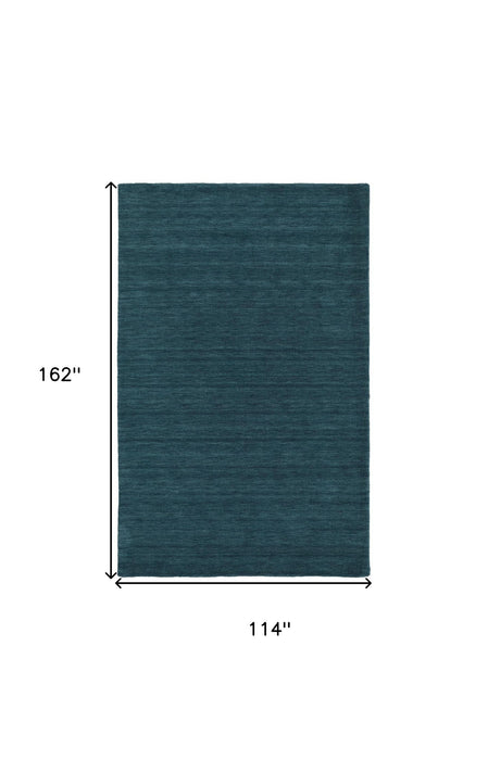 10' x 13' Wool Hand Woven Area Rug - Blue Green