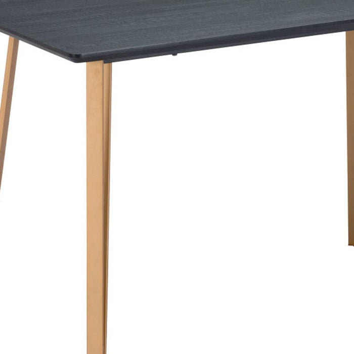 Wood Steel Counter Height Dining Table - Black / Gold