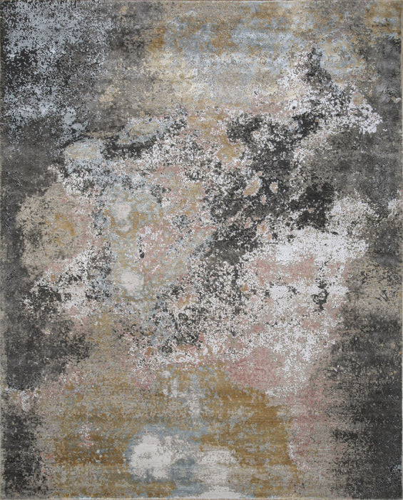 8' X 10' Abstract Hand Knotted Area Rug - Brown And Gray