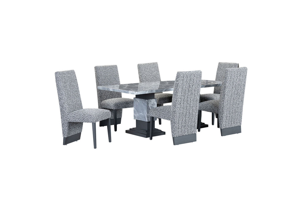 D1212 - 9 Piece Dining Room Set (Dining Table And 8 Dining Chairs) - Gray / White