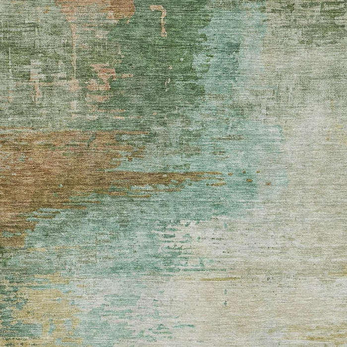 10' X 14' Abstract Washable Area Rug With UV Protection (715597) - Sage / Brown