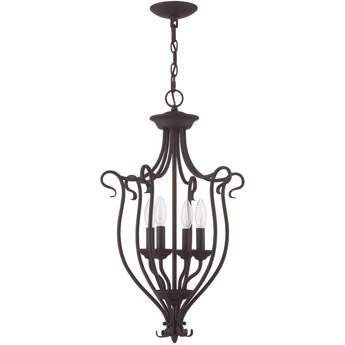 27'' Four Light Dimmable Chandelier With Shades - Bronze