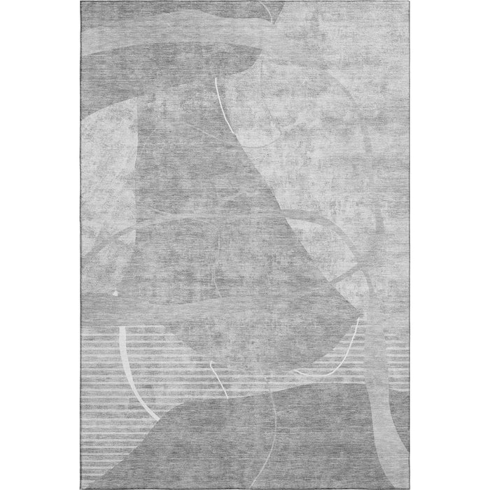 10' X 14' Abstract Geometric Washable Area Rug With UV Protection - Gray / Silver