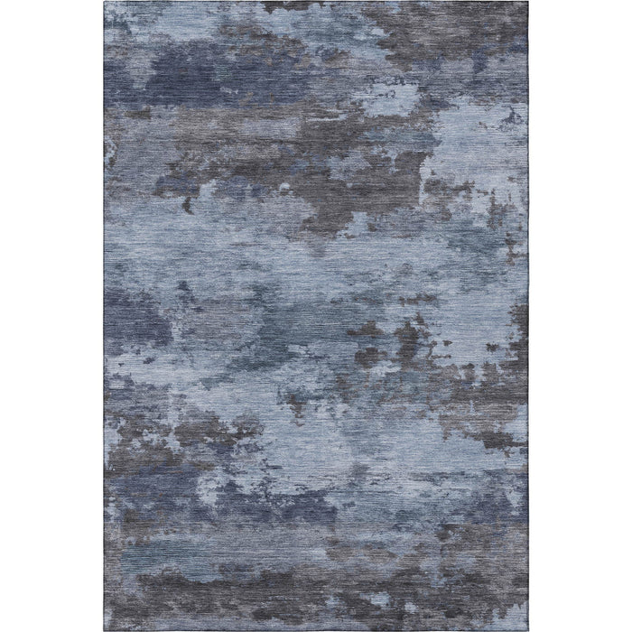 10' X 14' Abstract Washable Area Rug With UV Protection (717182) - Blue / Charcoal