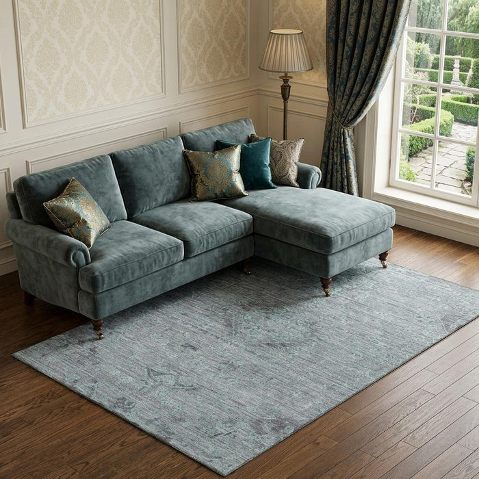 10' X 14' Medallion Washable Area Rug With UV Protection (684648) - Teal / Gray