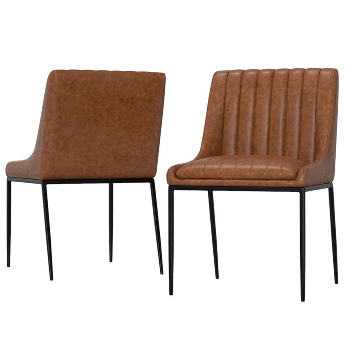 Wood Dining Parsons Chairs (Set of 2) - Tan / Black
