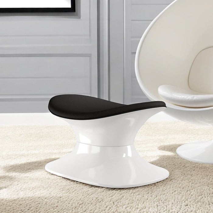 Wool And Fiberglass Contempo Footstool Ottoman - Black And White