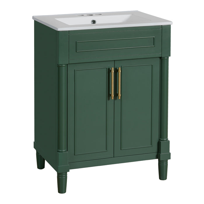 Giga bathroom vanity with integrated sink, 2-door cabinet, ideal for small to medium bathrooms, featuring sleek modern design.