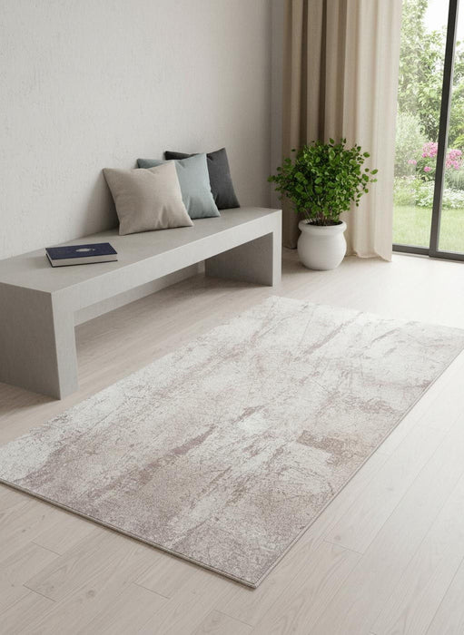 2' X 5' Abstract Washable Area Rug With UV Protection (609935) - Gray / White