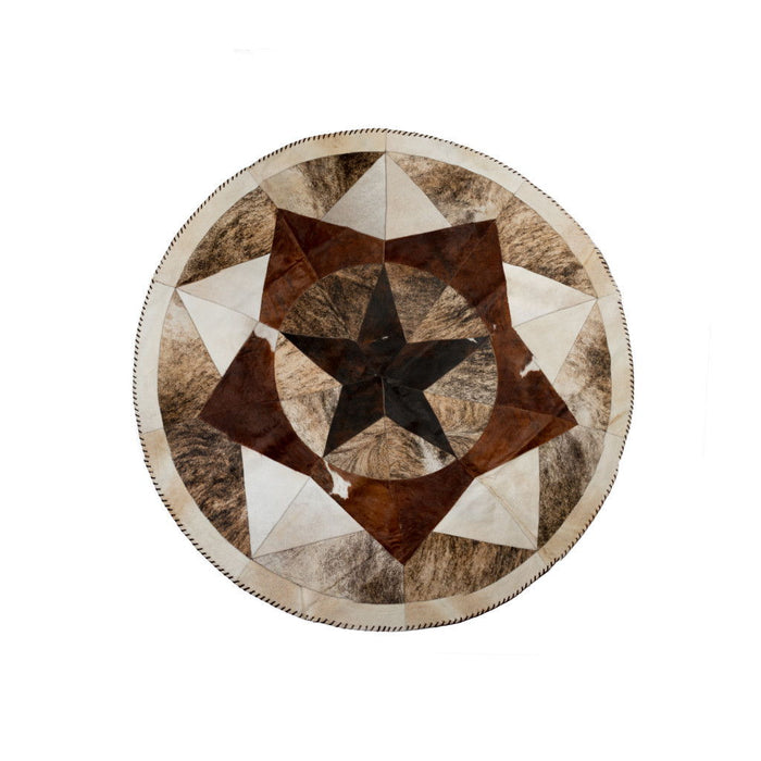 5' Cowhide Patchwork Round Rug (544487) - Brown