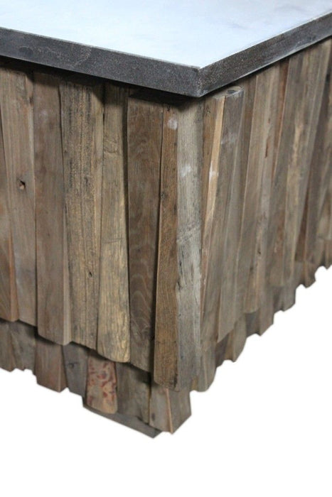 Solid Wood Block Coffee Table - Gray