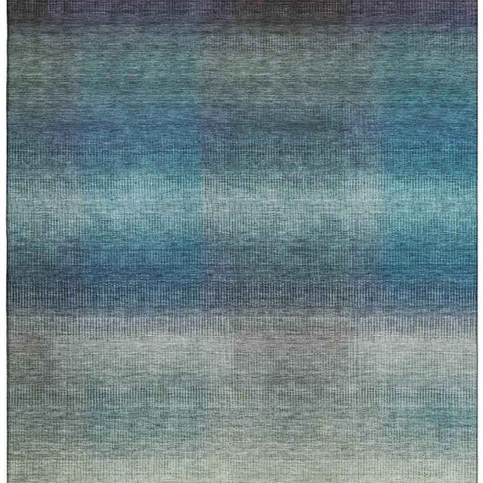 10' X 14' Striped Washable Area Rug With UV Protection (699604) - Blue / Copper / Gray