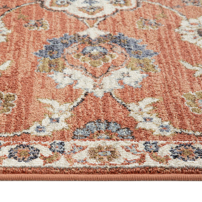 9' x 12' Floral Power Loom Area Rug - Ivory Blue And Orange