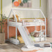 Giga twin over twin house bunk bed with ladder and slide, featuring a cozy wooden frame and playful design for kids' bedroom.