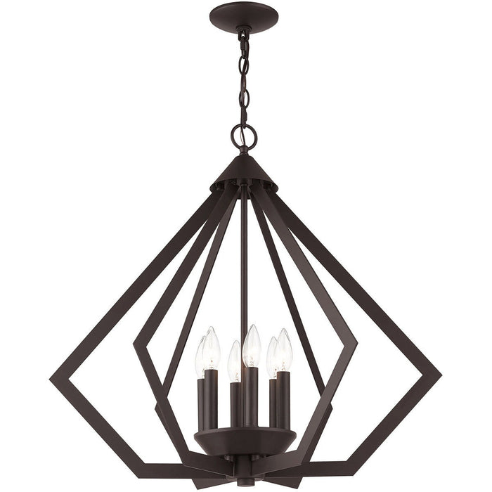 25" Six-Light Dimmable Chandelier With Shades - Bronze