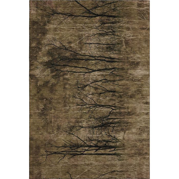 10' X 14' Floral Washable Area Rug With UV Protection (717272) - Brown / Charcoal
