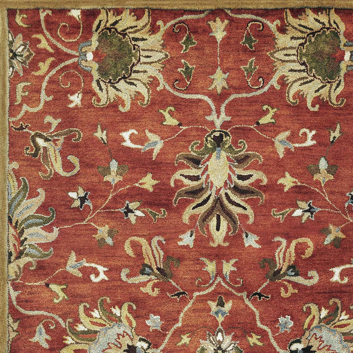 8' x 11' Hand Tufted Traditional Floral Indoor Area Rug - Sienna Orange