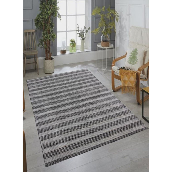 9' x 12' Gray Hand Loomed Area Rug - Black And Dark