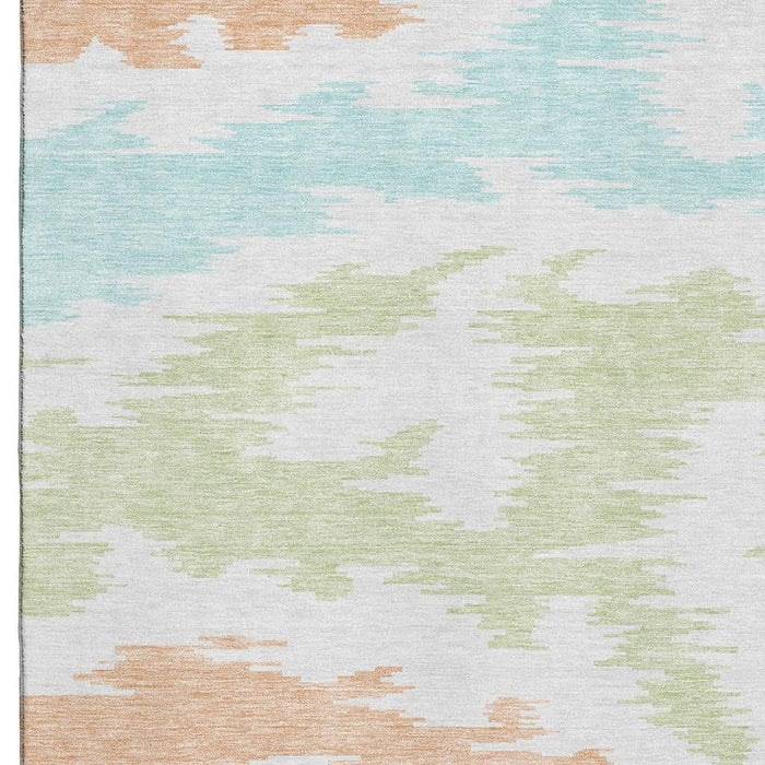9' X 12' Transitional Abstract Washable Area Rug With UV Protection - White